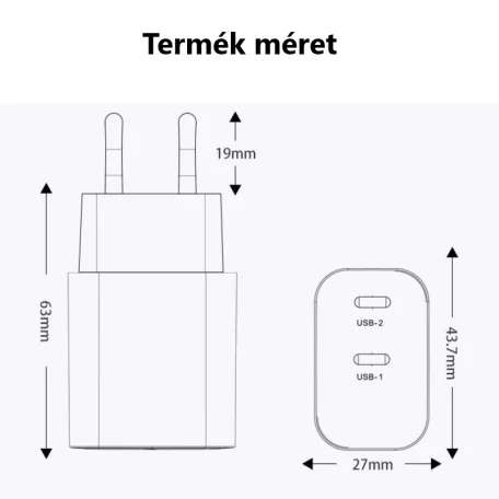 WEKOME® USB hálózati töltő adapter, 10W, 2 port, túlterhelés elleni védelem, fehér