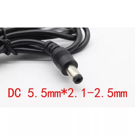 Univerzális hálózati adapter tápegység, 12V/2A kimenet, Ø5.5/2.5mm csatlakozó, fekete