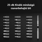 Greenworks® akkumulátoros csavarbehajtó, 25-db bitkészlettel, 3 fokozatos, 4V , 2000mAh Li-Ion akku, szürke