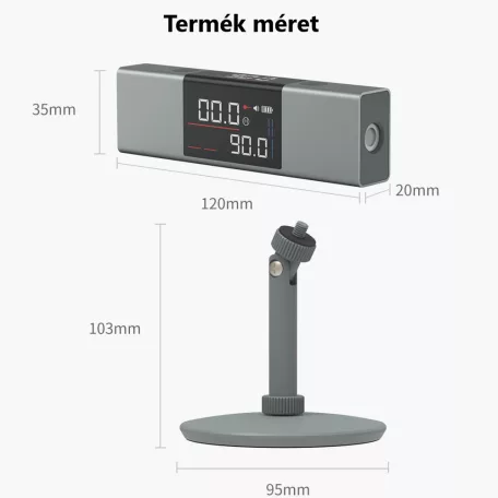 DUKA® multifunkciós lézeres szintező, szögmérő, vízszintmérő, keresztvonalas,  pontosság, ±0.5°, tripod állvánnyal, szürke
