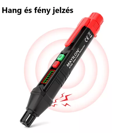 Hubo® gázszivárgás detektor, gázszivárgás érzékelő toll, riasztó funkcióval, LED kijelző, fekete/piros