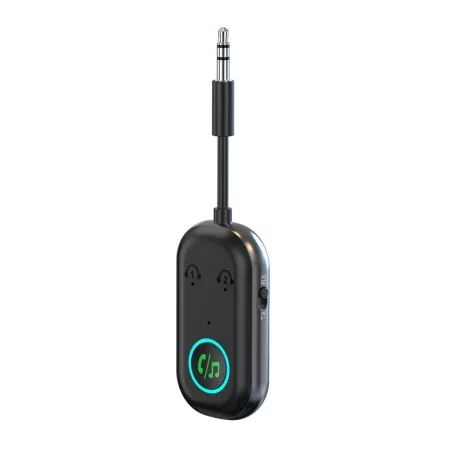 Bluetooth transzmitter adapter, BT V5.3, Jack 3.5mm, kihangositó, beépített mikrofon, kétirányú jelátvitel, Plug & Play, fekete