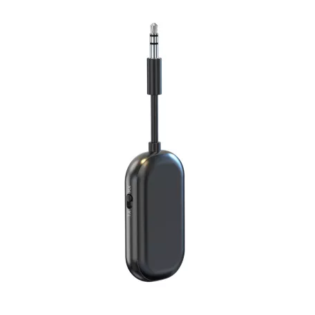 Bluetooth transzmitter adapter, BT V5.3, Jack 3.5mm, kihangositó, beépített mikrofon, kétirányú jelátvitel, Plug & Play, fekete