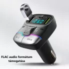 Autós bluetooth FM transzmitter, BT V5.3, kihangosító, beépített mikrofon, 3 port, PD 25W QC töltés, LED kijelző, RGB LED, fekete