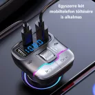 Autós bluetooth FM transzmitter, BT V5.3, kihangosító, beépített mikrofon, 3 port, PD 25W QC töltés, LED kijelző, RGB LED, fekete
