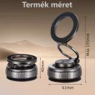 Univerzális autós telefontartó, MagSafe kompatibilis, vákuumos tapadókoronggal, műszerfalra, 360°-ban forgatható, szürke