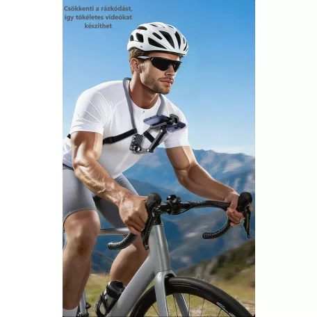 Flexibilis nyakba akasztható telefontartó, élő közvetítéshez vagy vloghoz, iPhone és Android egyaránt alkalmas, szürke