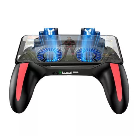Okostelefon Kontroller, PUBG kompatibilis, beépített hűtőventilátor, 4.7’’- 6.5’’iPhone és Android mobiltelefonokra, fekete