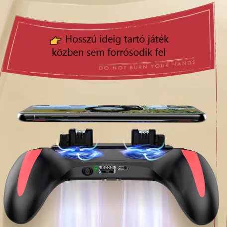 Okostelefon Kontroller, PUBG kompatibilis, beépített hűtőventilátor, 4.7’’- 6.5’’iPhone és Android mobiltelefonokra, fekete
