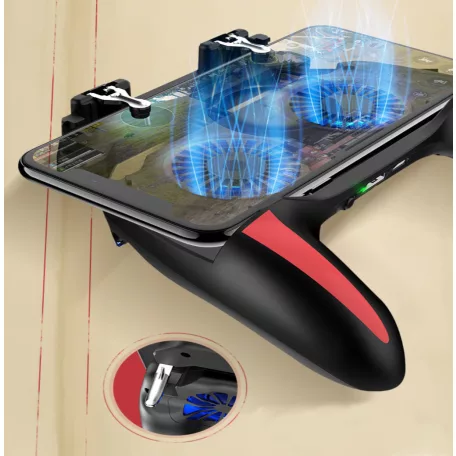 Okostelefon Kontroller, PUBG kompatibilis, beépített hűtőventilátor, 4.7’’- 6.5’’iPhone és Android mobiltelefonokra, fekete
