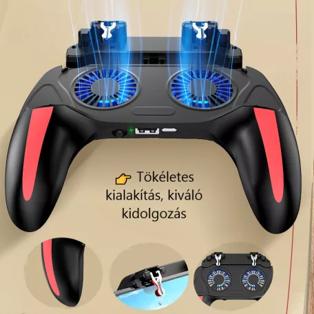 Okostelefon Kontroller, PUBG kompatibilis, beépített hűtőventilátor, 4.7’’- 6.5’’iPhone és Android mobiltelefonokra, fekete