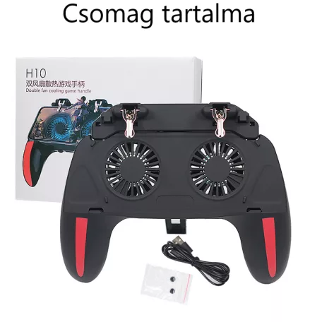 Okostelefon Kontroller, PUBG kompatibilis, beépített hűtőventilátor, 4.7’’- 6.5’’iPhone és Android mobiltelefonokra, fekete