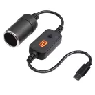 Tysin® szivargyújtós átalakító adapter, USB feszültségnövelő kábel 5V→12V/1A/12W, fekete