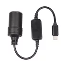 Tysin® szivargyújtós átalakító adapter, USB feszültségnövelő kábel 5V→12V/1A/12W, fekete