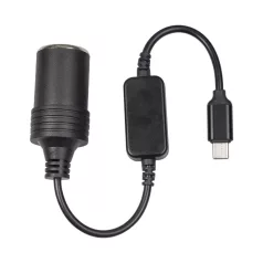   Tysin® szivargyújtós átalakító adapter, USB feszültségnövelő kábel 5V→12V/1A/12W, fekete