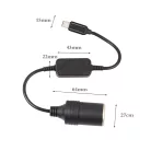 Tysin® szivargyújtós átalakító adapter, USB feszültségnövelő kábel 5V→12V/1A/12W, fekete