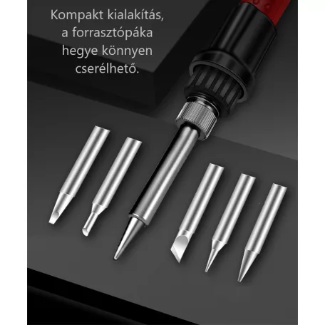 ANENG® forrasztópáka Készlet, 11db-os készlet, állítható hőmérséklet: 200°C~450°C, 60W, hordtáskával, piros/fekete