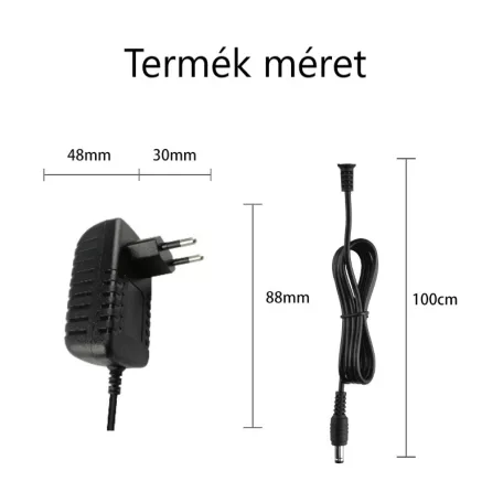 Univerzális hálózati adapter, 5V/2A, tápegység, Ø5.5/2.5mm csatlakozás, 1m, fekete