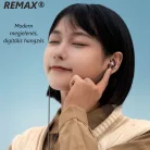REMAX® digitális Type-C vezetékes fülhallgató, beépített mikrofonnal, hangerőváltás/zene-/híváskezelés, fekete szín