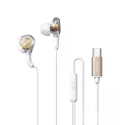 REMAX® digitális USB-C vezetékes fülhallgató, beépített mikrofonnal, hangerőváltás/zene-/híváskezelés, fehér