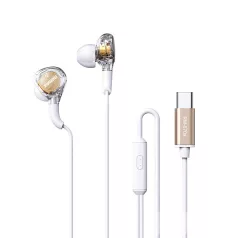   REMAX® digitális USB-C vezetékes fülhallgató, beépített mikrofonnal, hangerőváltás/zene-/híváskezelés, fehér