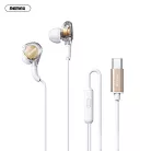 REMAX® digitális USB-C vezetékes fülhallgató, beépített mikrofonnal, hangerőváltás/zene-/híváskezelés, fehér