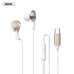   REMAX® digitális USB-C vezetékes fülhallgató, beépített mikrofonnal, hangerőváltás/zene-/híváskezelés, fehér