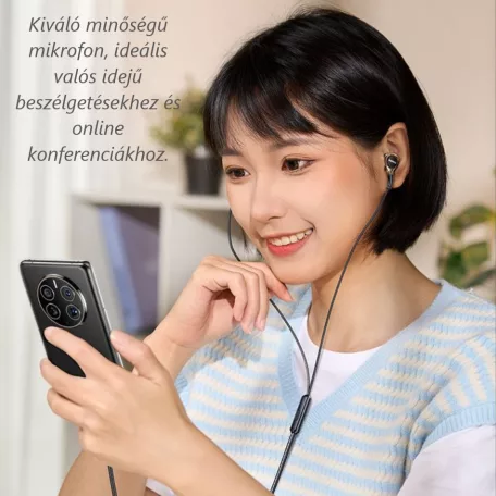 REMAX® digitális USB-C vezetékes fülhallgató, beépített mikrofonnal, hangerőváltás/zene-/híváskezelés, fehér