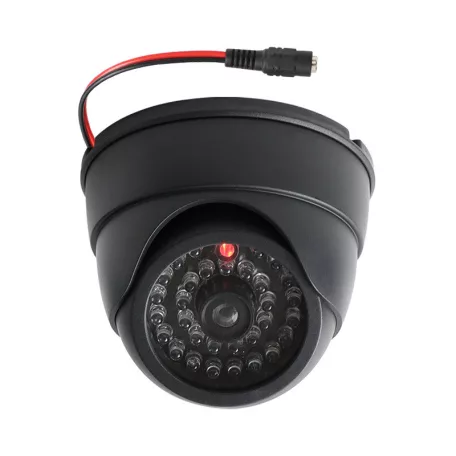 RDC® Kültéri biztonsági álkamera, valódi kameraforma, napelemes, villogó piros LED-del, fekete