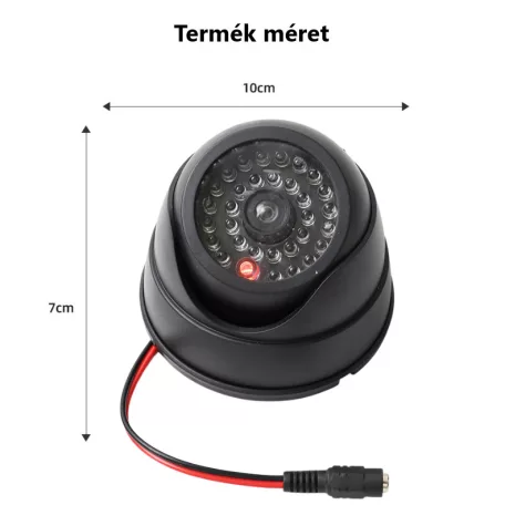 RDC® Kültéri biztonsági álkamera, valódi kameraforma, napelemes, villogó piros LED-del, fekete