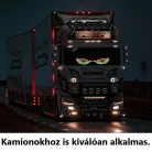 Dinamikus RGB "Ördögszemek" Autós LED Hangulatvilágítás – 11 Fényeffekt, Kétoldalú Ragasztós Rögzítés, 4m USB Kábel, piros/sárga/kék