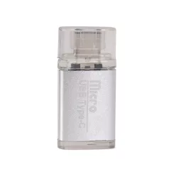   OTG MicroSD Kártya Olvasó (USB-C->MicroSD kártya), USB-C, támogatja a MicroSD kártyákat, ezüst