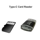 OTG MicroSD Kártya olvasó (USB-C->MicroSD kártya), USB-C, támogatja a MicroSD kártyákat, fekete