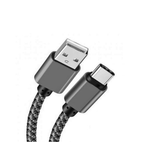 Prémium adat és tápkábel, 3 méter, USB-C/USB csatlakozó, 2.4A gyors töltés, szürke-fekete