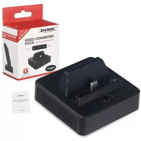 Videó Konvertáló Állomás/Töltő, TNS-1828 Nintendo Switch dokkoló, HDMI/USB-C/USB kimenetek, fekete