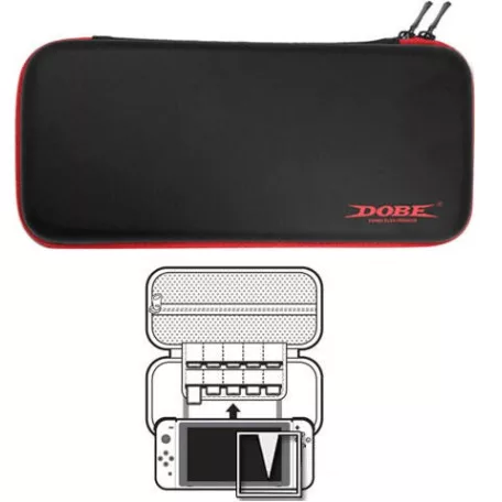 Játékkonzol Hordozó Táska, Nintendo Switch/Lite és memóriakártyák tárolásához, fekete-piros