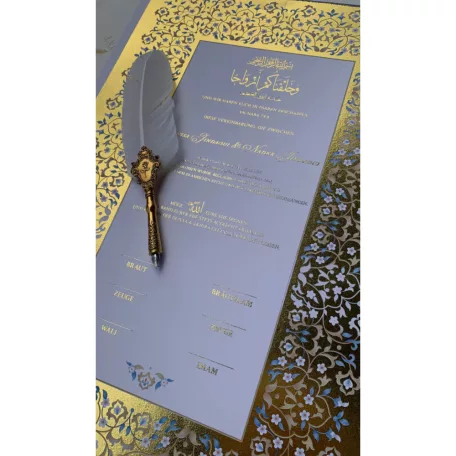 KHAT Vintage tollkészlet, tintatartóval és tolltartóval, 5db fém tollhegy, fehér/aranyszín