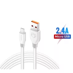   Olesit Adat- és Töltőkábel K191, 150 cm, MicroUSB/USB csatlakozó, 2.4A gyorstöltés, fehér