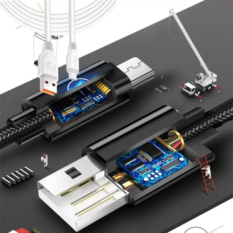 Olesit Adat- és Töltőkábel K191, 150 cm, MicroUSB/USB csatlakozó, 2.4A gyorstöltés, fehér