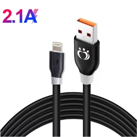 Olesit Adat- és Töltőkábel K192, 150 cm, Lightning/USB csatlakozó, 2.4A gyorstöltés, fekete