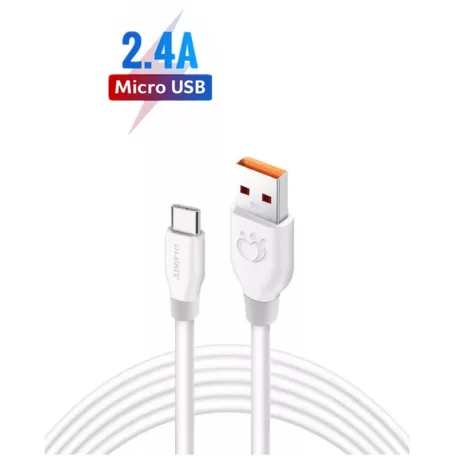 Olesit Adat- és Töltőkábel K193, 150 cm, USB-C/USB típusú, 2.4A gyorstöltés, fehér