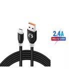 Olesit Adat- és Töltőkábel K195, 300 cm, MicroUSB/USB csatlakozó, 2.4A gyorstöltés, fekete