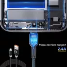 Olesit Adat- és Töltőkábel K195, 300 cm, MicroUSB/USB csatlakozó, 2.4A gyorstöltés, fekete