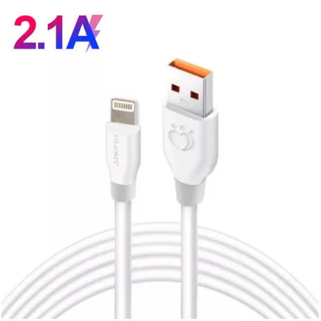 Olesit Adat- és Töltőkábel K196, 300 cm, Lightning/USB csatlakozó, 2.1A gyorstöltés, fehér