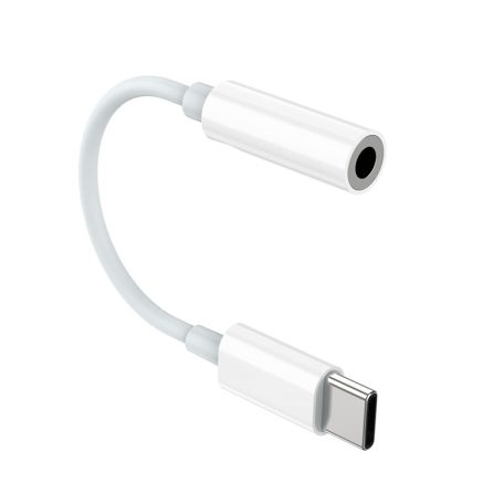 USB-C/Jack AUX audio adapter, USB-C-ről 3.5mm fülhallgató/mikrofon csatlakozóra, fehér
