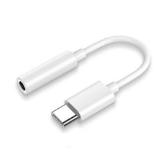   USB-C/Jack AUX audio adapter, USB-C-ről 3.5mm fülhallgató/mikrofon csatlakozóra, fehér