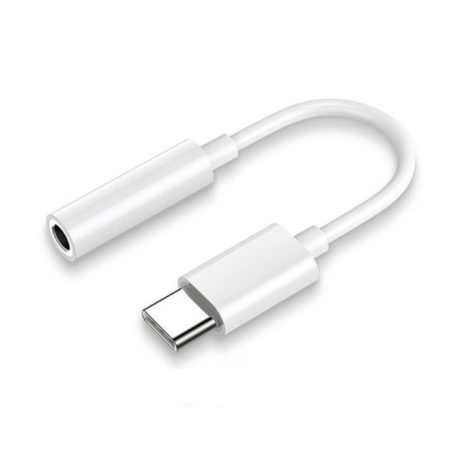 USB-C/Jack AUX audio adapter, USB-C-ről 3.5mm fülhallgató/mikrofon csatlakozóra, fehér