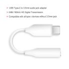 USB-C/Jack AUX audio adapter, USB-C-ről 3.5mm fülhallgató/mikrofon csatlakozóra, fehér