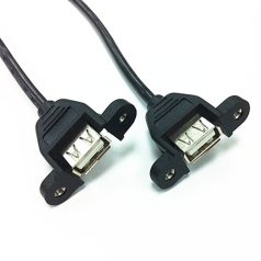   USB 2.0 hosszabbító kábel, 0.5 méter, USB anya/USB anya, csavarozható, 480MBit/s, fekete