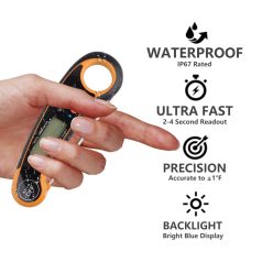   Digitális Ételhőmérő, WDJ210 vízálló -50°C-tól +300°C-ig LCD kijelzővel, narancssárga